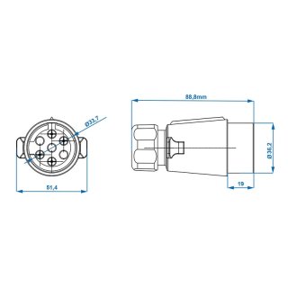 Stecker 7-polig PVC mit Flachsteckeranschluss im Blister