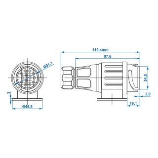 Stecker 13-polig PVC System Jaeger im Blister