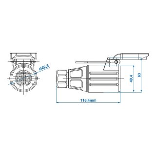 Steckdose 13-polig PVC fliegend im Blister