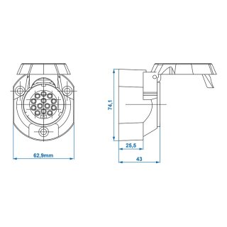 Steckdose 13-polig PVC System Jaeger im Blister