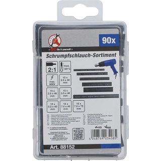 Assortiment de gaines thermorétractables | noir | 90 pcs.