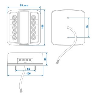 Rückleuchte 4 Funktionen 98x105mm 14LED