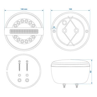 Rückleuchte 3 Funktionen LED mit dynamischem Blinklicht