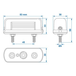 Kennzeichenleuchte 83x33mm PM im Blister