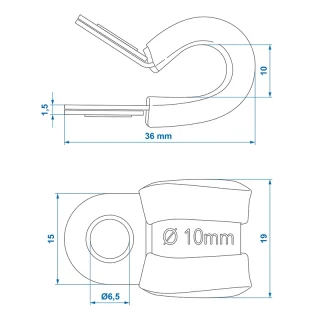 Kabelklemme 10 mm mit Gummischutz