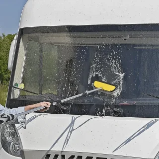 Waschbürste mit Abstreifer und Shampoo Behälter