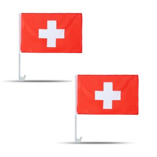 2er SET "Auto Flagge" Fahne Schweiz