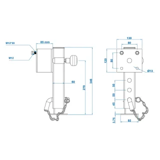 Abstellstütze 60x60 mm kippbar 345-445 mm 1300 kg