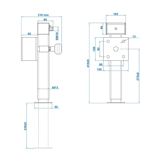 Abstellstütze 60x60 mm kippbar 410-655 mm 1300kg