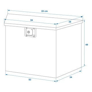 Werkzeugbox Aluminium für Anhängerdeichsel 830/540 x 360 x H490 mm