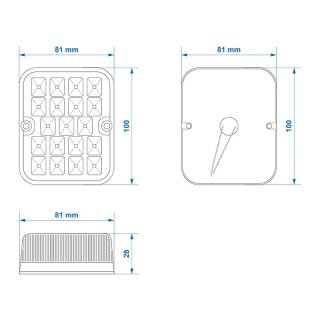 Nebelschlussleuchte 100x81mm 19LED