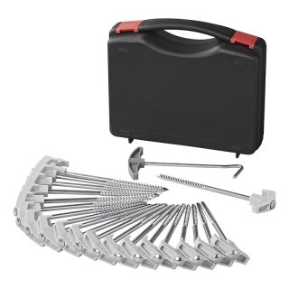 Zelthering 20 cm Metal Heavy Duty mit Kunststoffhaken - Set von 20 Stück im Koffer