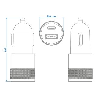 USB-Schnellladegerät Typ A + C 2-fach 12/24V 3100mA