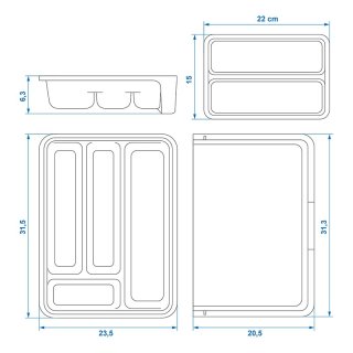Besteckkasten ausziehbar 23,5/40 x 31,5 x 6 cm