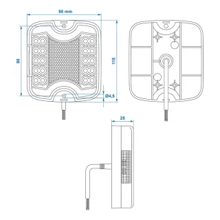 Rückleuchte 4 Funktionen 105 x 95 mm LED