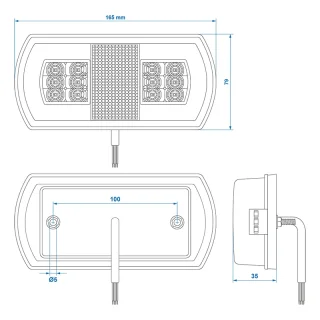 Rückleuchte 5 Funktionen 225 x 105 mm 43LED links