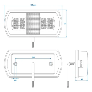 Rückleuchte 5 Funktionen 225 x 105 mm 43LED rechts