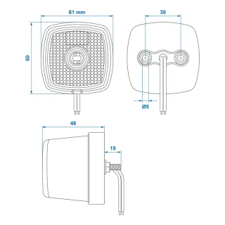 Positionsleuchte 9-30V weiss 61 x 61 mm LED