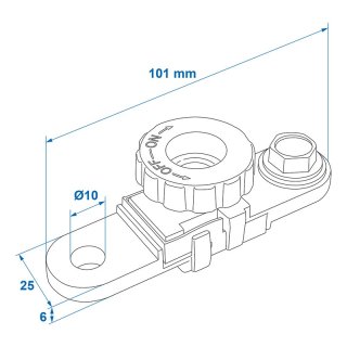 Batteriepolklemme (-) mit Stromunterbrecher flach im Blister