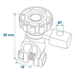 Batteriepolklemme (-) mit Stromunterbrecher rund im Blister