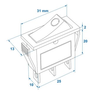 Interrupteur à bascule avec LED bleue 12V / 24V