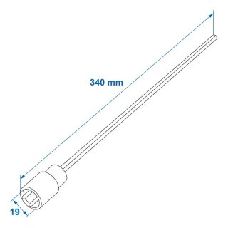 Adapter Verlängerung 340mm / 19mm für Ausdrehstütze