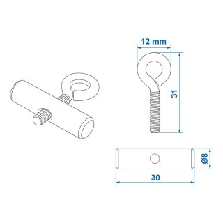 Endstopper für Kederschiene 8-10mm Set von 2 Stück