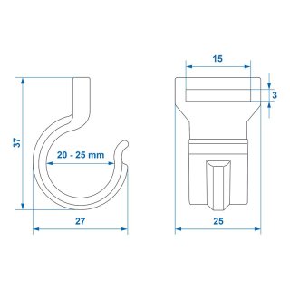 Innenzelthaken 20-25mm mit Schlitz schwarz 4 Stück