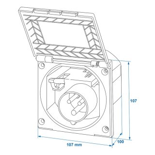 CEE-Einspeisestecker Einbau eckig weiss