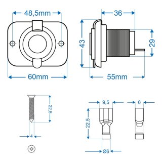 Zigarettenanzünder Einbau-Steckdose 12V/24V mit Kappe