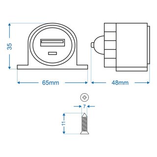 USB Aufbau-Steckdose Typ A 2100mA 12V/24V