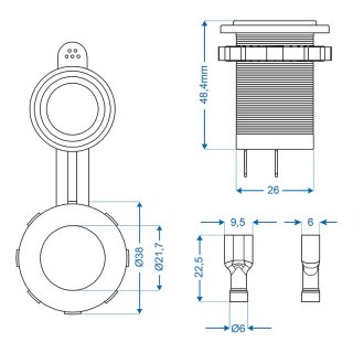 Einbau-Steckdose DIN 12V/24V im Blister