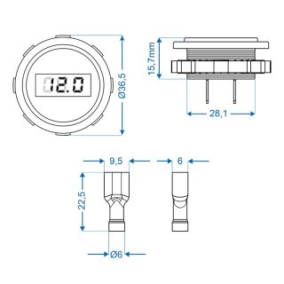 Einbau-Voltmeter digital 6-30V im Blister