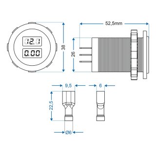 Einbau-Volt-Amperemeter 6-30V / 0-10A im Blister