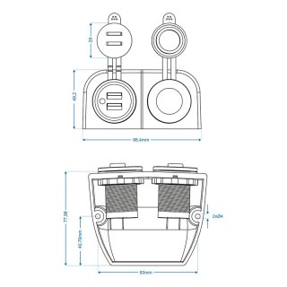 Kit de montage : prise DIN + double prise USB