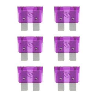 Fusibles plats standard 3A violet 6 pièces sous blister