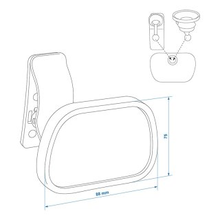 Rückspiegel mit Saugnapf und Clip