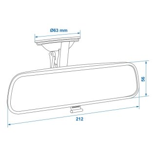 Rückspiegel 212x56mm mit Saugnapf