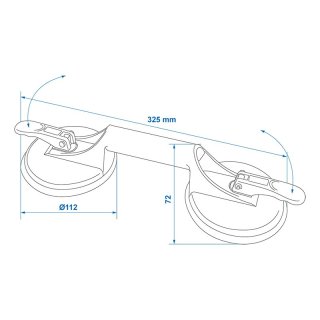 Saugheber aus Aluminium mit 2 Saugnäpfen